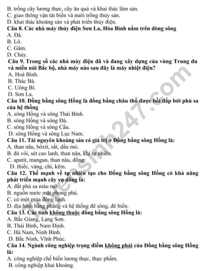 De kiem tra hoc ki 1 lop 9 nam 2022 mon Dia - THCS Gia Thuy