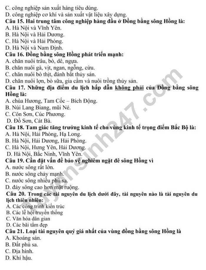 De kiem tra hoc ki 1 lop 9 nam 2022 mon Dia - THCS Gia Thuy