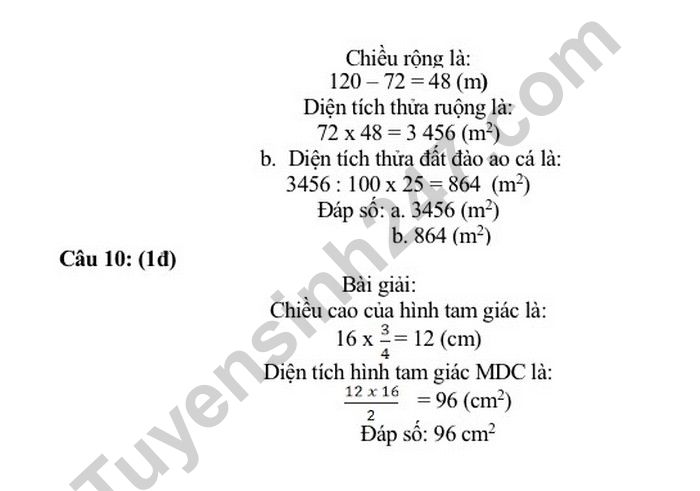 De kiem tra cuoi hoc ki 1 mon Toan lop 5 - TH Bai Thom nam 2022