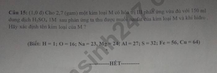 De thi hoc ki 1 mon Hoa lop 9 - Phong GDDT Chau Thanh nam 2022