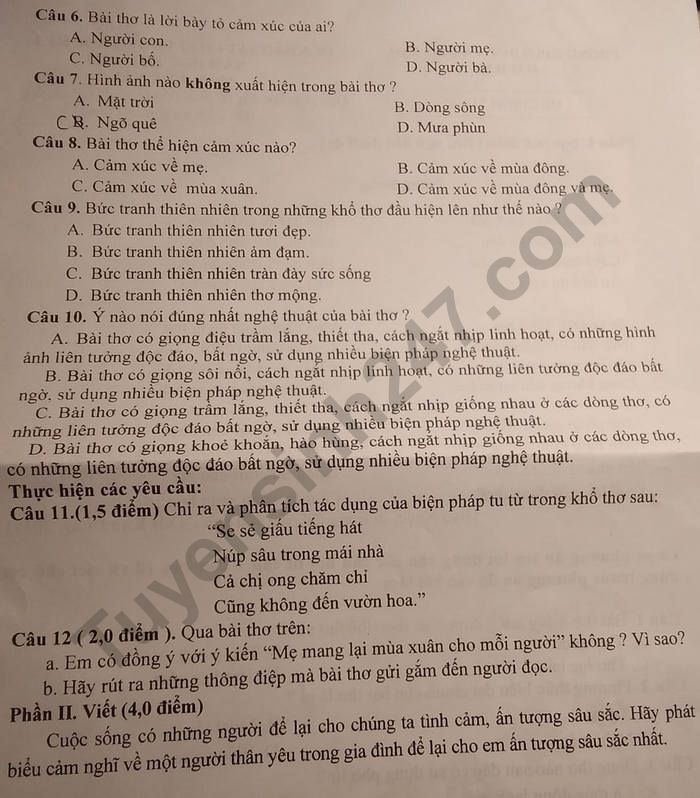De thi ki 1 mon Van lop 7 nam 2022 - Phong GD Hai Hau