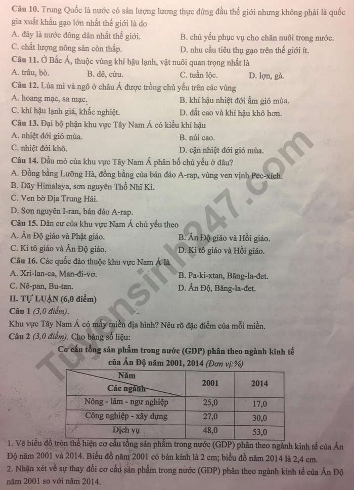 De thi ki 1 mon Dia lop 8 - THCS Dich Vong Hau 2022