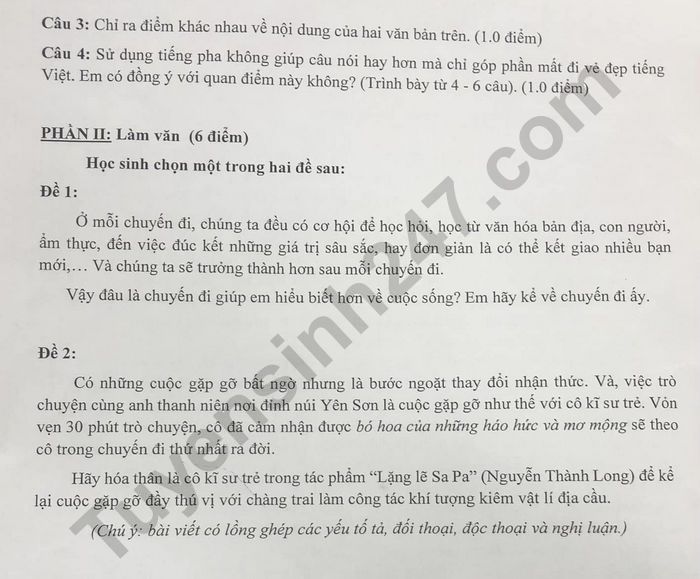 De thi ki 1 lop 9 mon Van nam 2022 - Quan 5