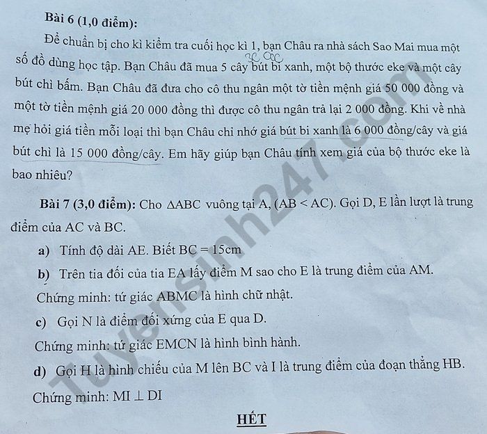 De thi hoc ki 1 lop 8 nam 2022 mon Toan - THCS Tan Binh