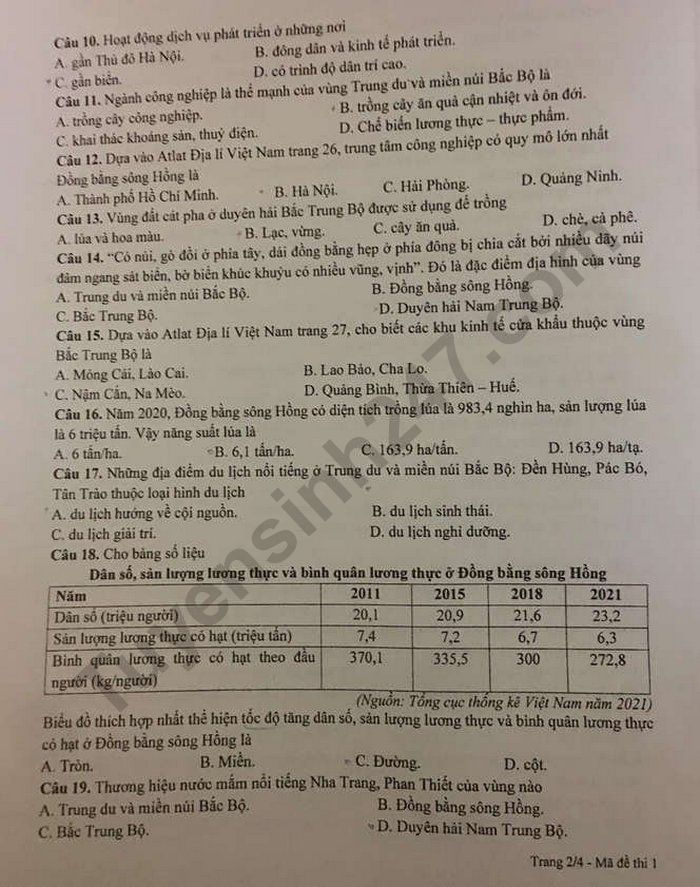 De thi HK 1 lop 9 mon to hop Dia - Sinh nam 2022 - Phong GDDT Hai Hau