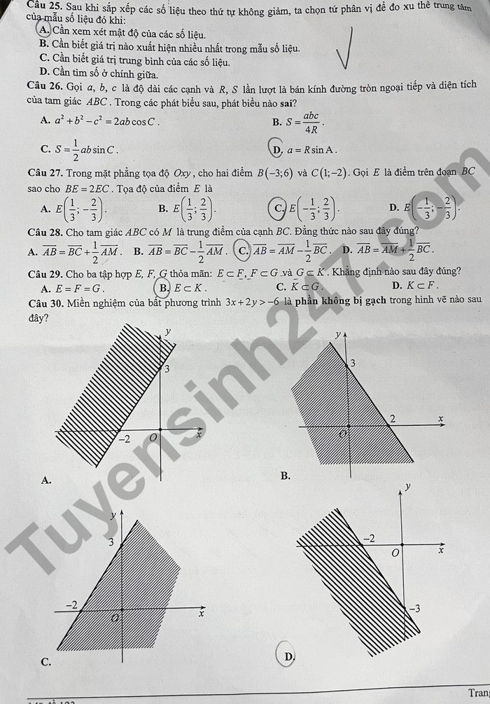 De kiem tra ki 1 mon Toan nam 2022 lop 10 THPT Chuyen Nguyen Binh Khiem