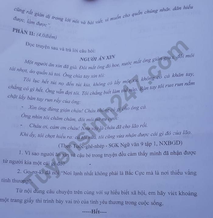 De thi hoc ki 1 lop 9 nam 2022 mon Van - Phong GDDT Huyen Thuong Tin