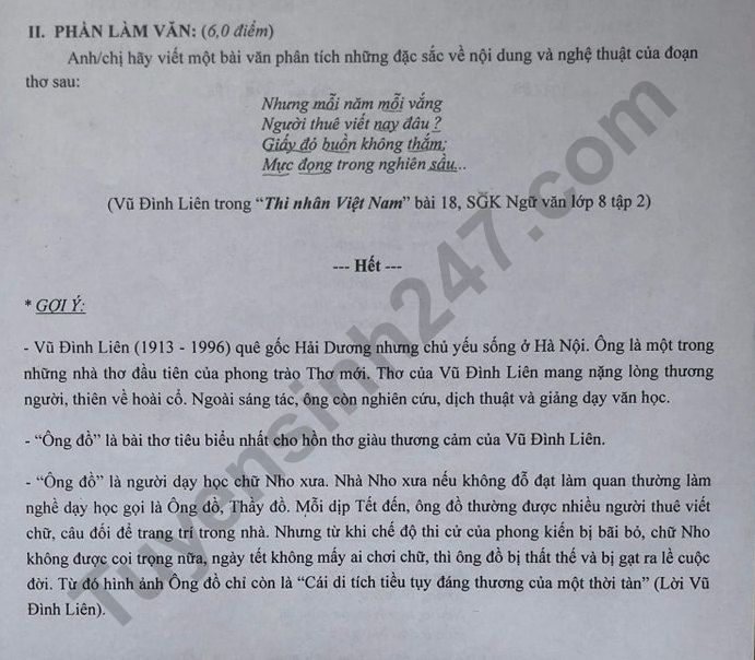 De thi ki 1 lop 10 mon Van 2022 - THPT Trung Vuong