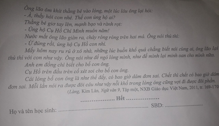De thi ki 1 mon Van lop 9 - So GD Bac Giang 2022