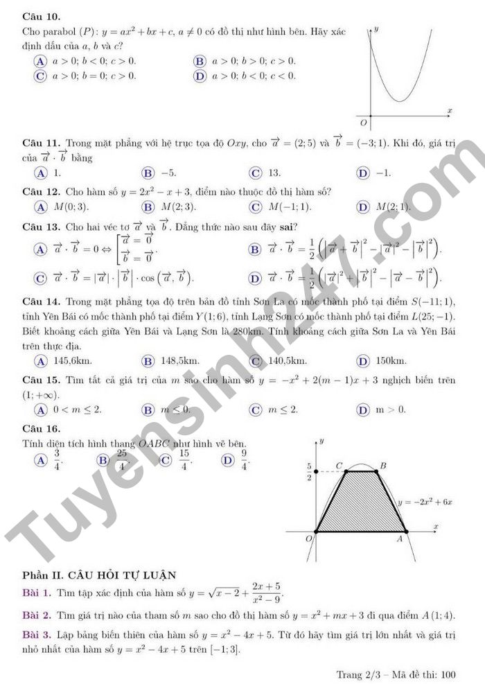 De kiem tra ki 1 mon Toan lop 10 THCS&THPT Luong The Vinh 2022
