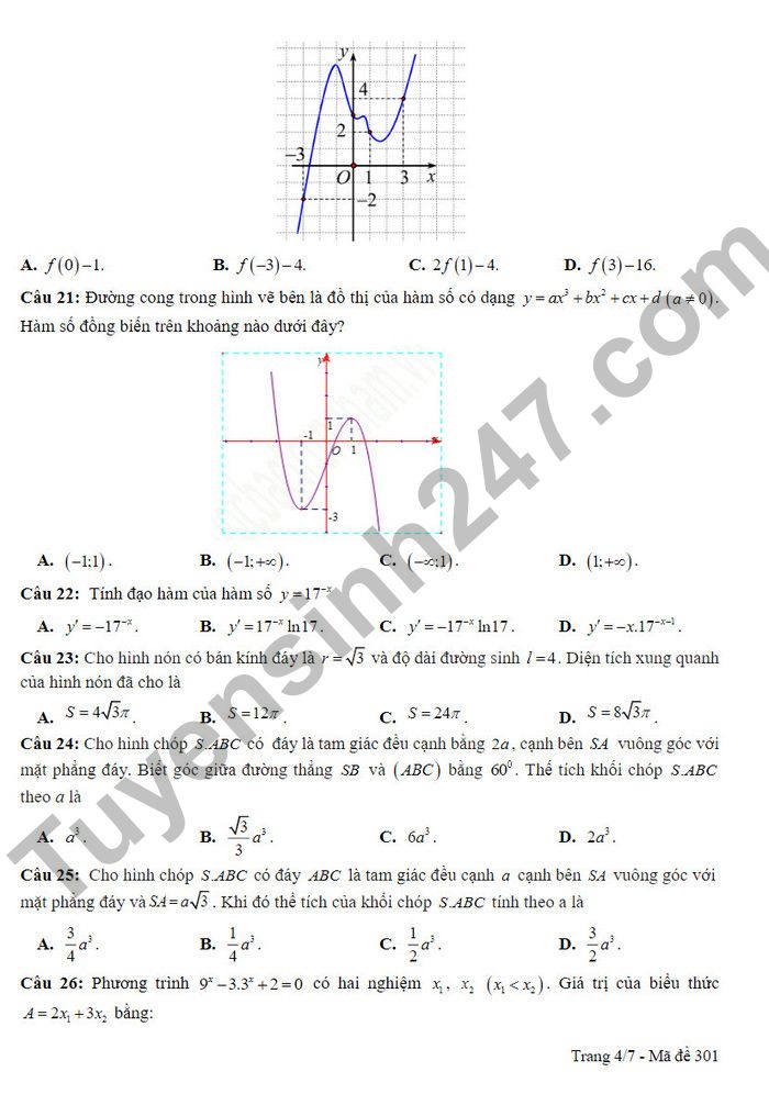 De thi ki 1 mon Toan nam 2022 lop 12 THPT Phan Ngoc Hien (Co dap an)