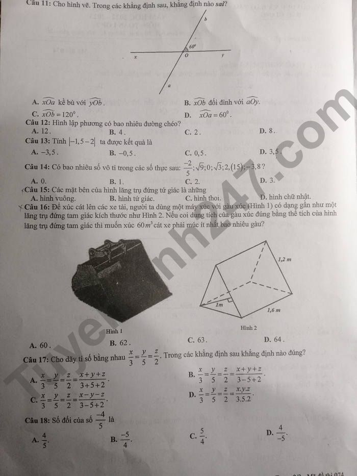 De thi hoc ki 1 mon Toan lop 7 nam 2022 tinh Bac Giang
