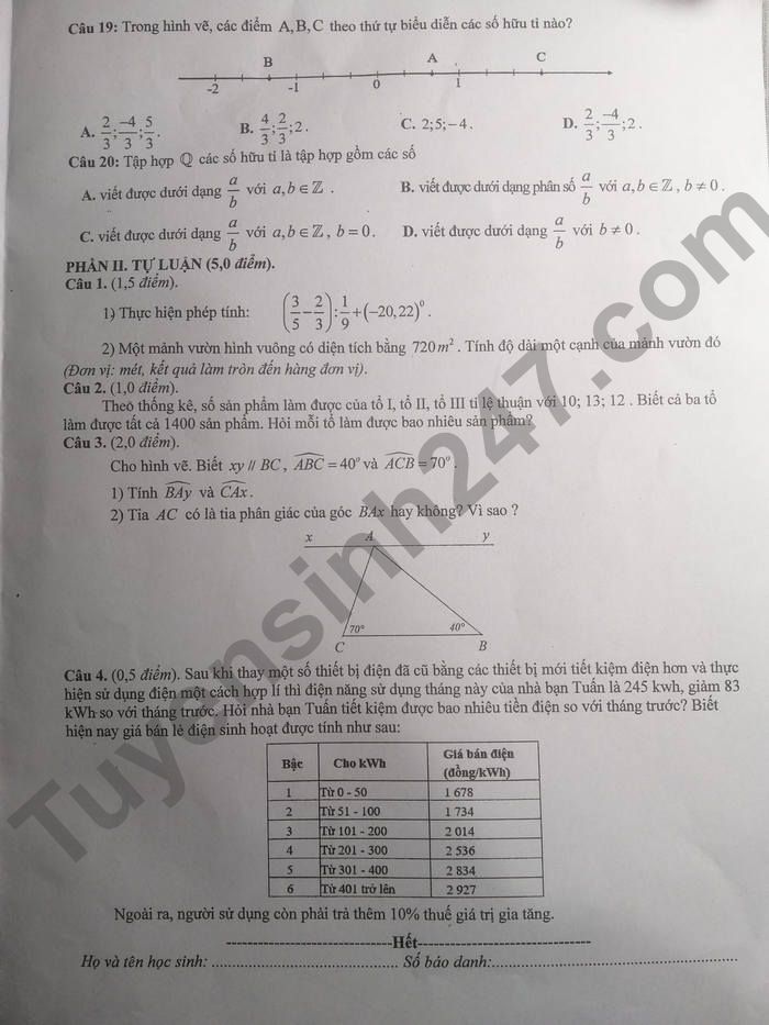 De thi hoc ki 1 mon Toan lop 7 nam 2022 tinh Bac Giang