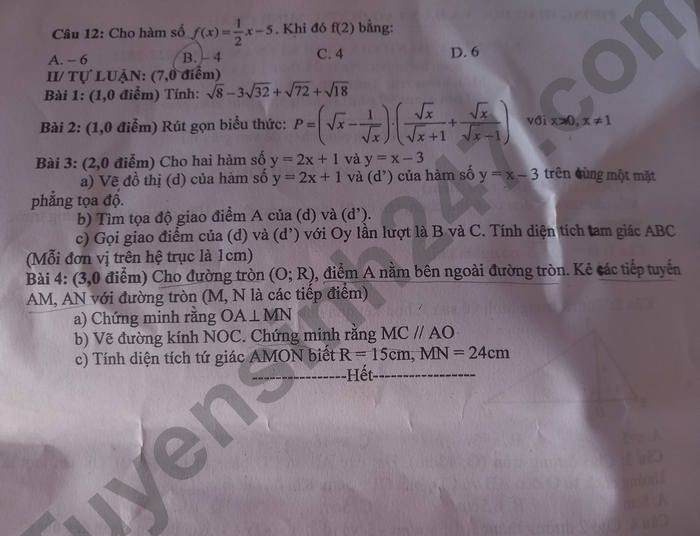 De thi HK 1 mon Toan lop 9 nam 2022 - Huyen Duong Minh Chau