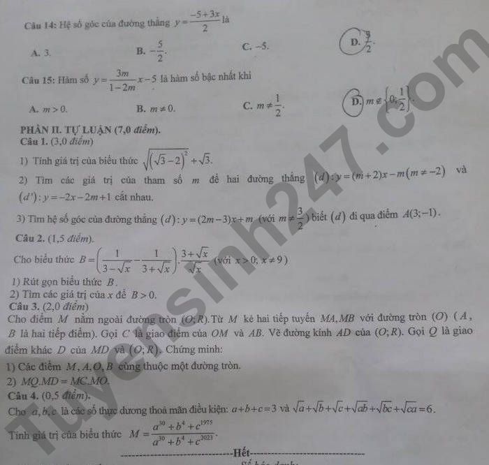 De thi ki 1 mon Toan lop 9 nam 2022 tinh Bac Giang