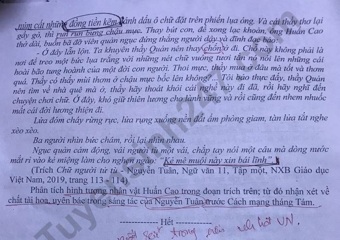 De thi cuoi ki 1 mon Van lop 11 - THPT Chu Van An nam 2022