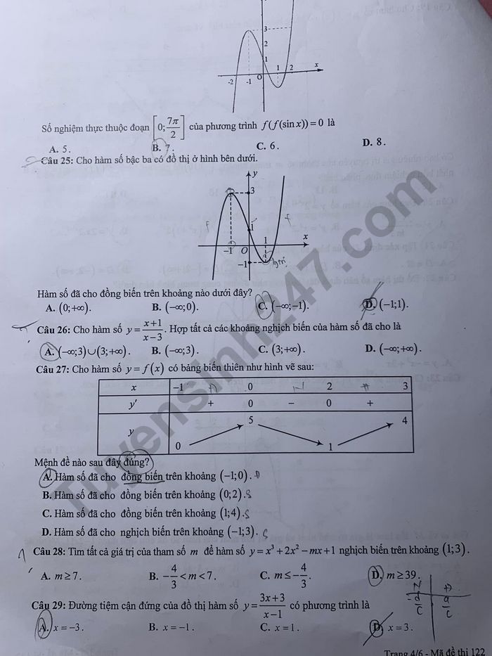 De thi cuoi ki 1 mon Toan lop 12 - So GDDT Bac Giang nam 2022