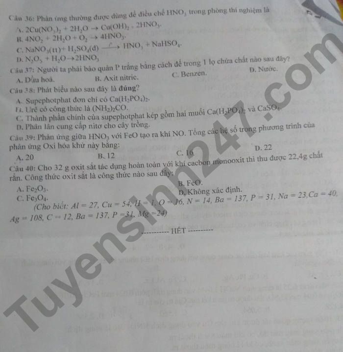 De thi ki 1 mon Hoa lop 11 THPT Phan Van Hoa 2022