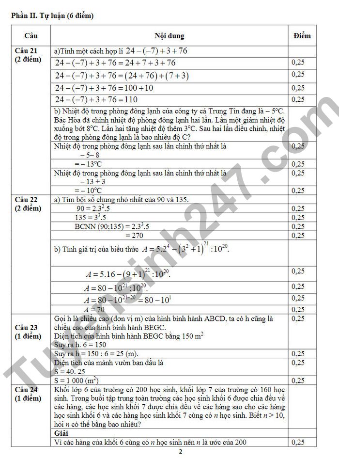 De thi ki 1 lop 6 mon Toan 2022 Huyen Y Yen (Co dap an)