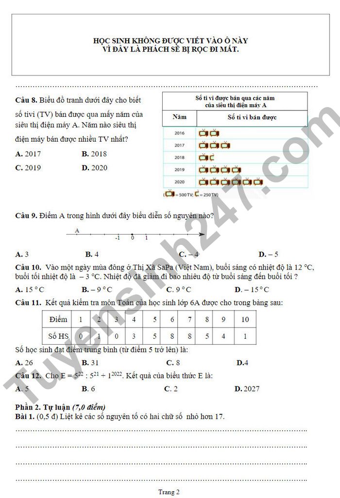 De thi ki 1 mon Toan lop 6 TP Thu Duc 2022 (Co dap an)