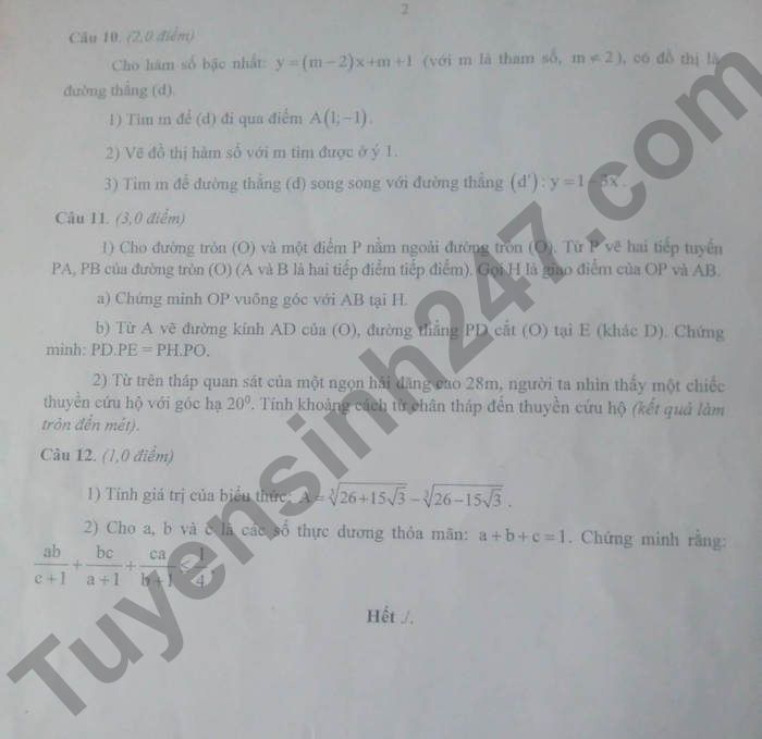 De thi HK 1 mon Toan lop 9 TP Ninh Binh 2022