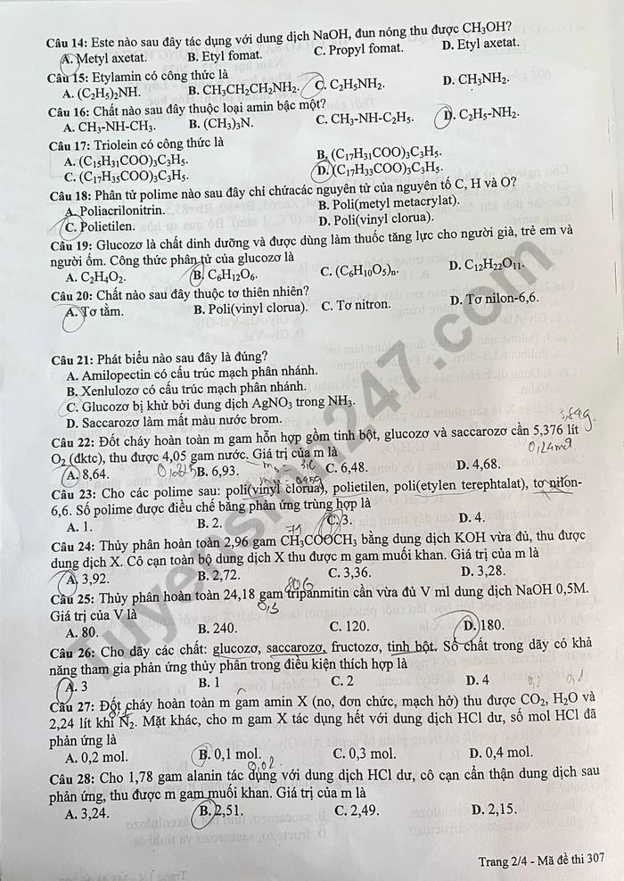 De thi HK 1 lop 12 mon Hoa nam 2022 - So GDDT Ha Nam