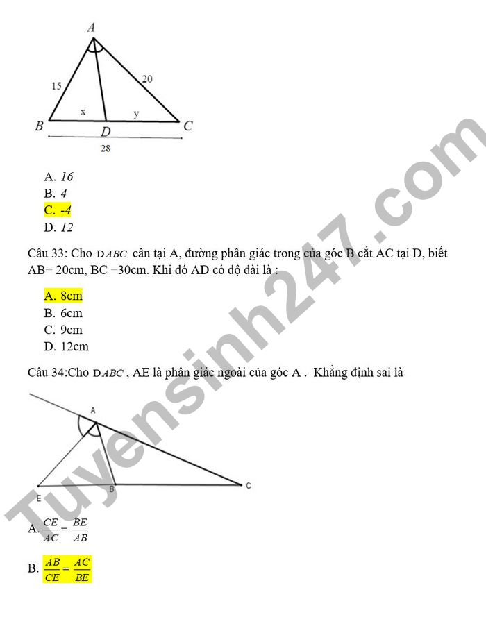 De thi giua hoc ki 2 mon Toan lop 8 THCS Duc Giang 2022 (Co dap an)