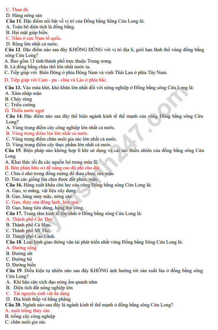 De kiem tra giua ki 2 mon Dia lop 9 THPT Duc Giang 2022 (Co dap an)