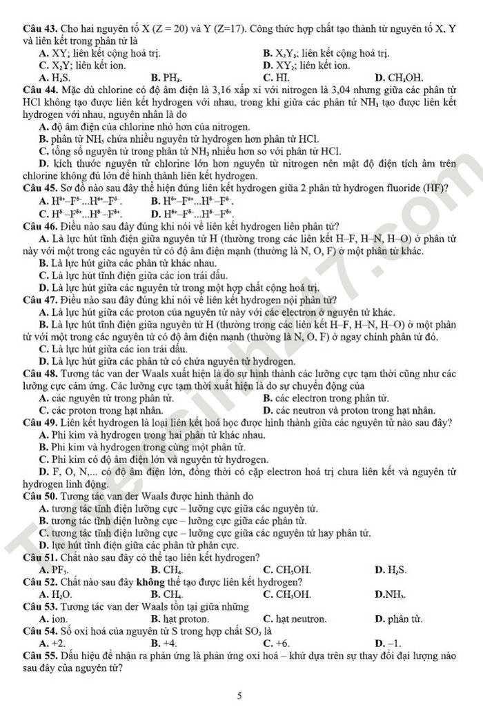 De cuong giua ki 2 mon Hoa lop 10 nam 2023 - THPT Tran Phu