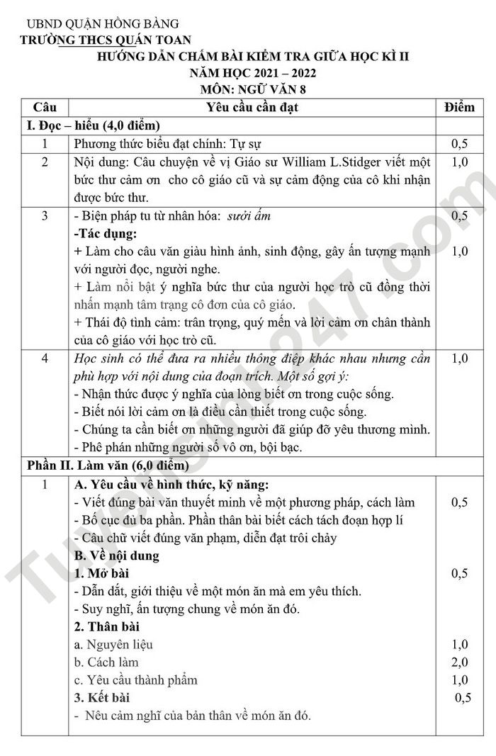 De thi giua ki 2 mon Van lop 8 THCS Quan Toan 2022 (Co dap an)