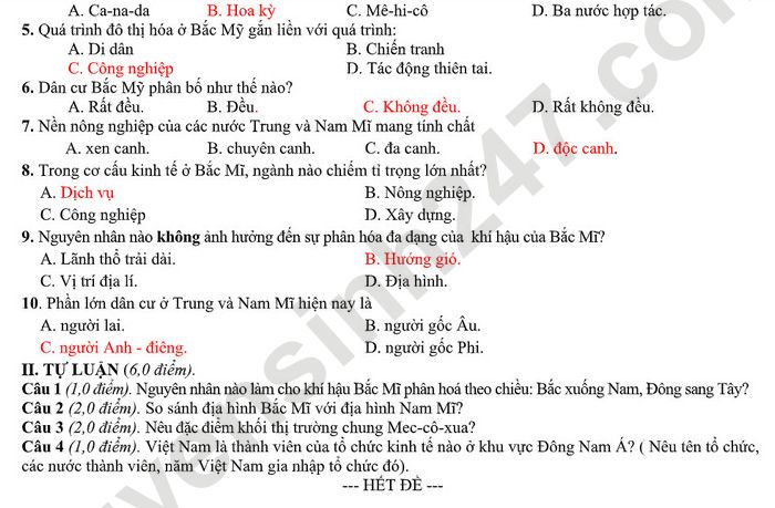 De thi GK 2 lop 7 mon Dia THCS Quan Toan 2022 (Co dap an)