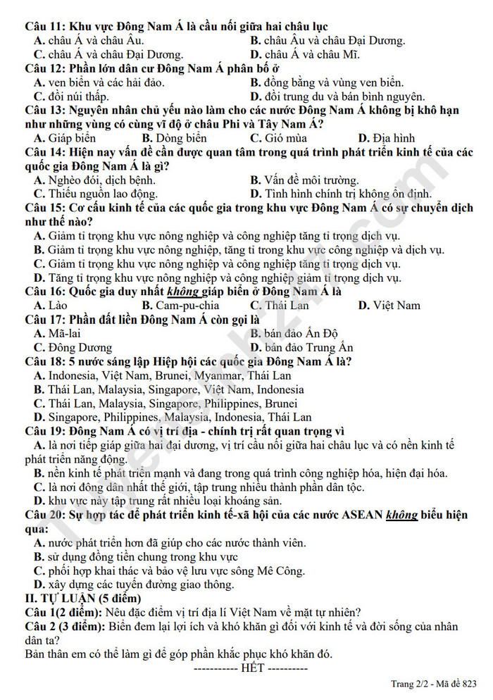 De thi giua ki 2 lop 8 mon Dia - THCS Gia Thuy 2022