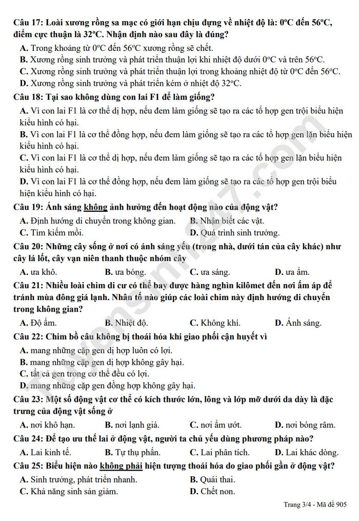 De thi giua ki 2 mon Sinh lop 9 nam 2022 - THCS Gia Thuy