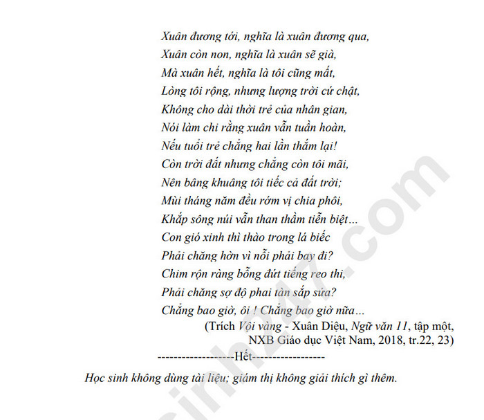 De thi giua ki 2 nam 2023 mon Van lop 11 - THPT Nguyen Tat Thanh