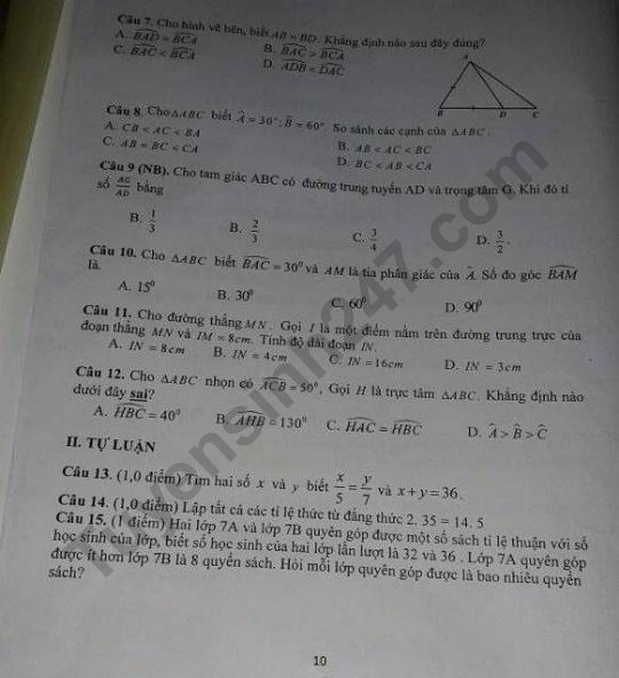 De giua ki 2 lop 7 nam 2023 mon Toan - TH & THCS Bang Coc