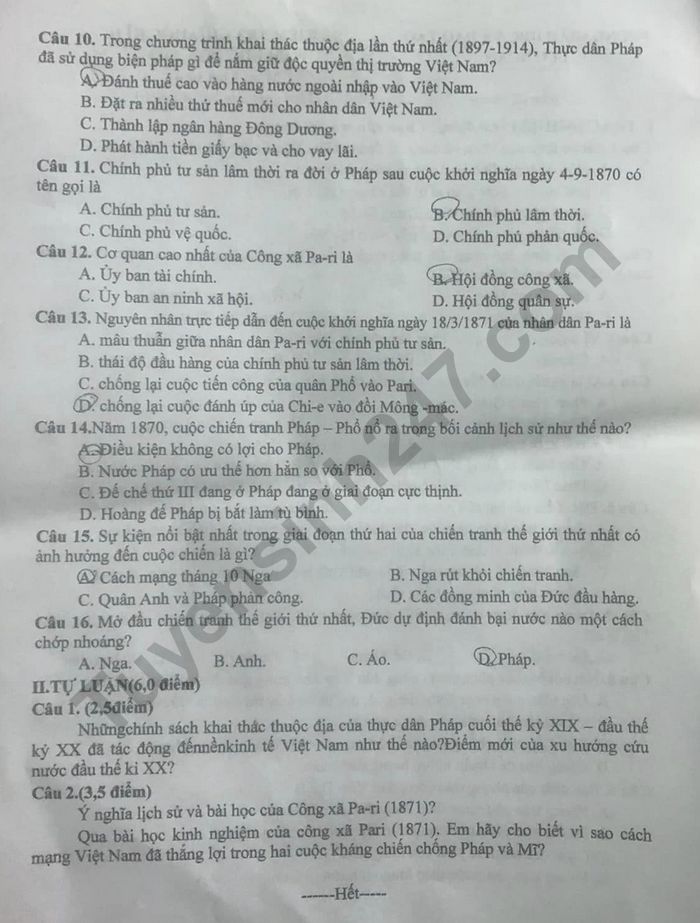 De thi giua ki 2 lop 8 mon Su nam 2023 - Phong GD Luc Ngan