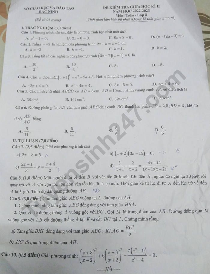 De thi giua ki 2 mon Toan lop 8 - So GD Bac Ninh 2023