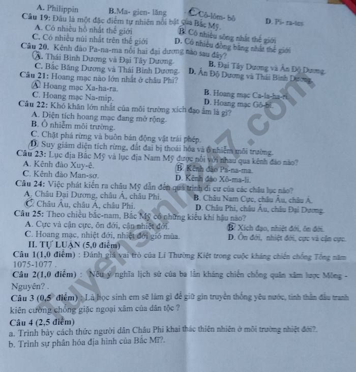 De thi giua ki 2 lop 7 mon Su - Dia nam 2023 - TH&THCS Lao Ho