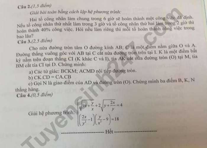 De giua ki 2 lop 9 nam 2023 mon Toan - THCS Phuong Dong