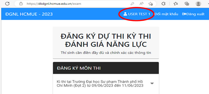 Huong dan dang ky thi Danh gia nang luc DH Su pham TPHCM 2023