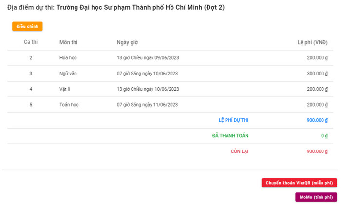 Huong dan dang ky thi Danh gia nang luc DH Su pham TPHCM 2023