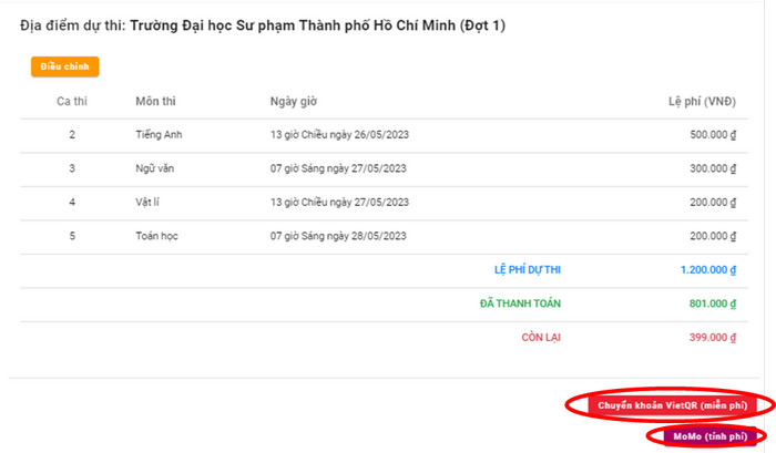 Huong dan dang ky thi Danh gia nang luc DH Su pham TPHCM 2023