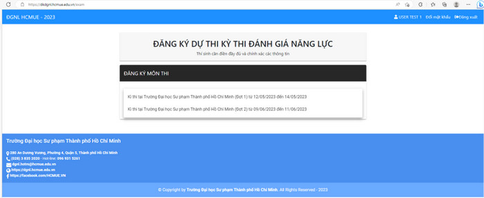 Huong dan dang ky thi Danh gia nang luc DH Su pham TPHCM 2023
