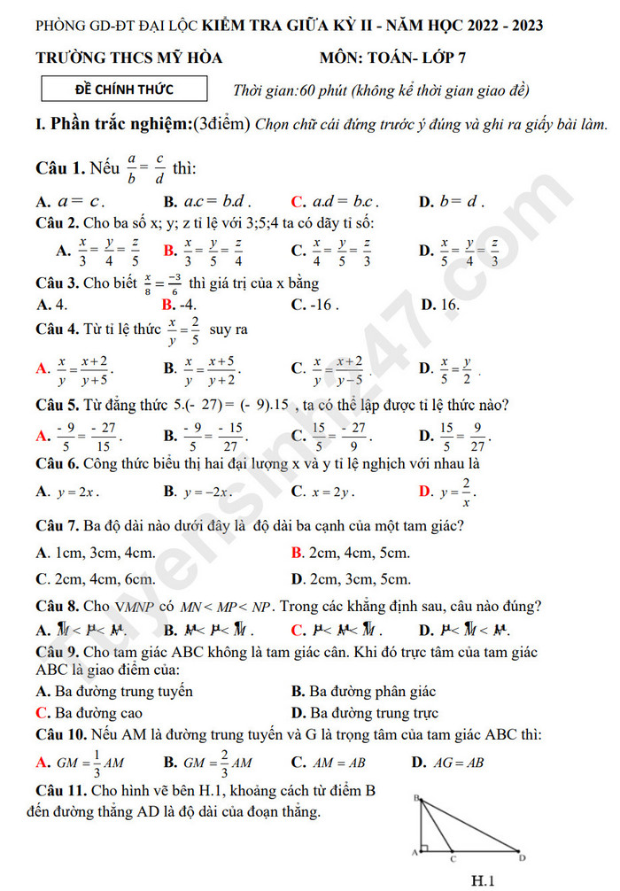 De thi giua ki 2 lop 7 mon Toan nam 2023 THCS My Hoa (Co dap an)