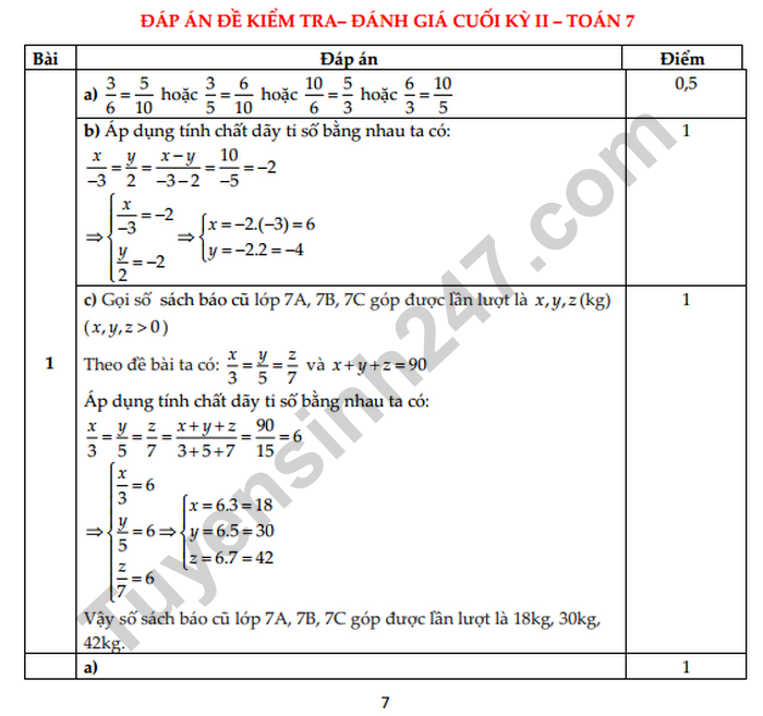 De thi cuoi ki 2 mon Toan lop 7 - THCS Au Lac (Tham khao) nam 2023