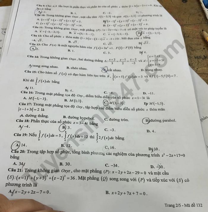 De hoc ki 2 lop 12 nam 2023 mon Toan - So GD Binh Duong