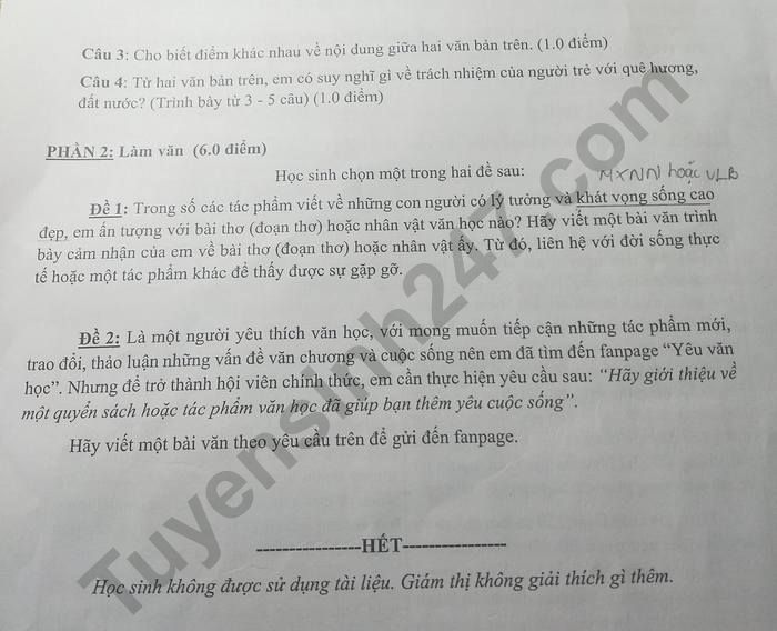 De thi cuoi ki 2 mon Van lop 9 -  Phong GD Quan 5 nam 2023