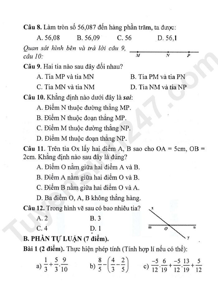 De thi hoc ki 2 mon Toan lop 6 nam 2023 - THCS Ba Dinh