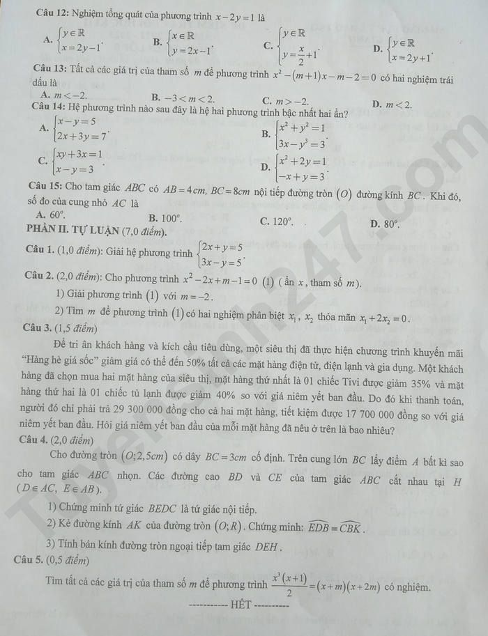 De hoc ki 2 lop 9 nam 2023 mon Toan - tinh Bac Giang