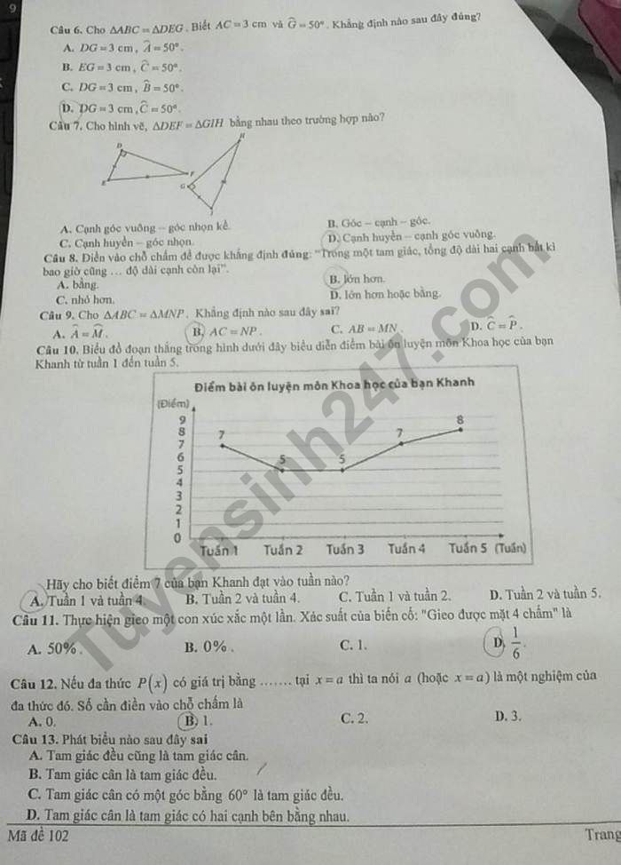 De hoc ki 2 lop 7 nam 2023 mon Toan - THCS & THPT Lien Viet Kon Tum